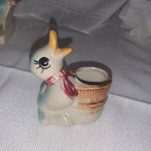 Vintage  ceramic quacking duck mini planter/ toothpick holder